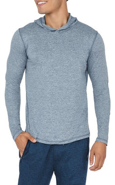 Men's Two Tone Heather Long Sleeve Hooded T-Shirt