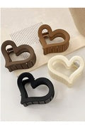 HEART DESIGN MATTE FINISH FASHION HAIR CLAW CLIPS