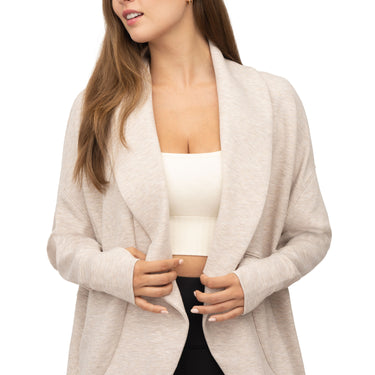 Soft Scuba Cardigan with Side Seam Pockets