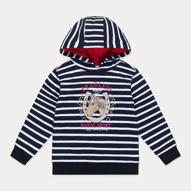 Toddler Hoodie, GIrls Zip Up Hooded Toddler Sweatshirt, Pony Striped