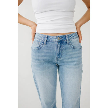 High-Rise Medium Wash Non-Distressed Cropped Wide Leg Jeans