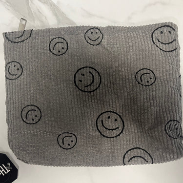 CORDUROY SMILE COSMETIC MAKEUP CLUTCH BAG