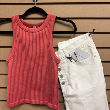 RIBBED WASHED SEAMLESS TANK TOP