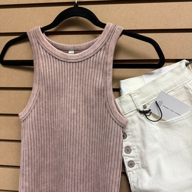 RIBBED WASHED SEAMLESS TANK TOP