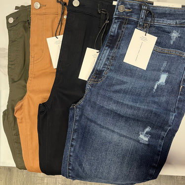 HIGH-RISE SKINNY COLOR DENIM PANTS