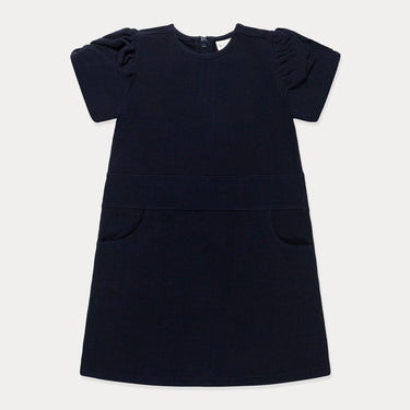 Toddler Dress, Girls Dress, Ottoman Knit Heavy Ribbed Cotton, Navy