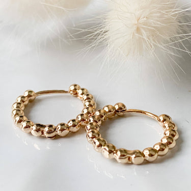 Beaded Gold Hoops